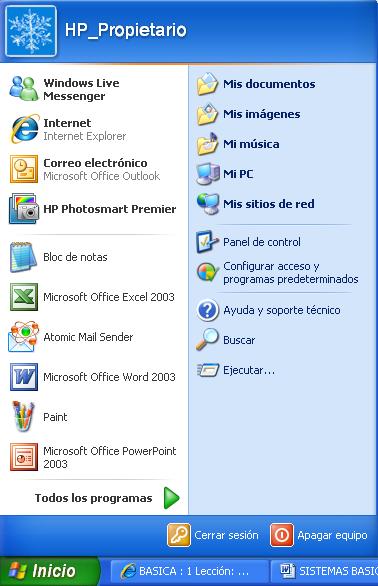 BASICA: 1 Lección: Mi primer documento.: Pasos para abrir Microsoft Officce  Word 2003